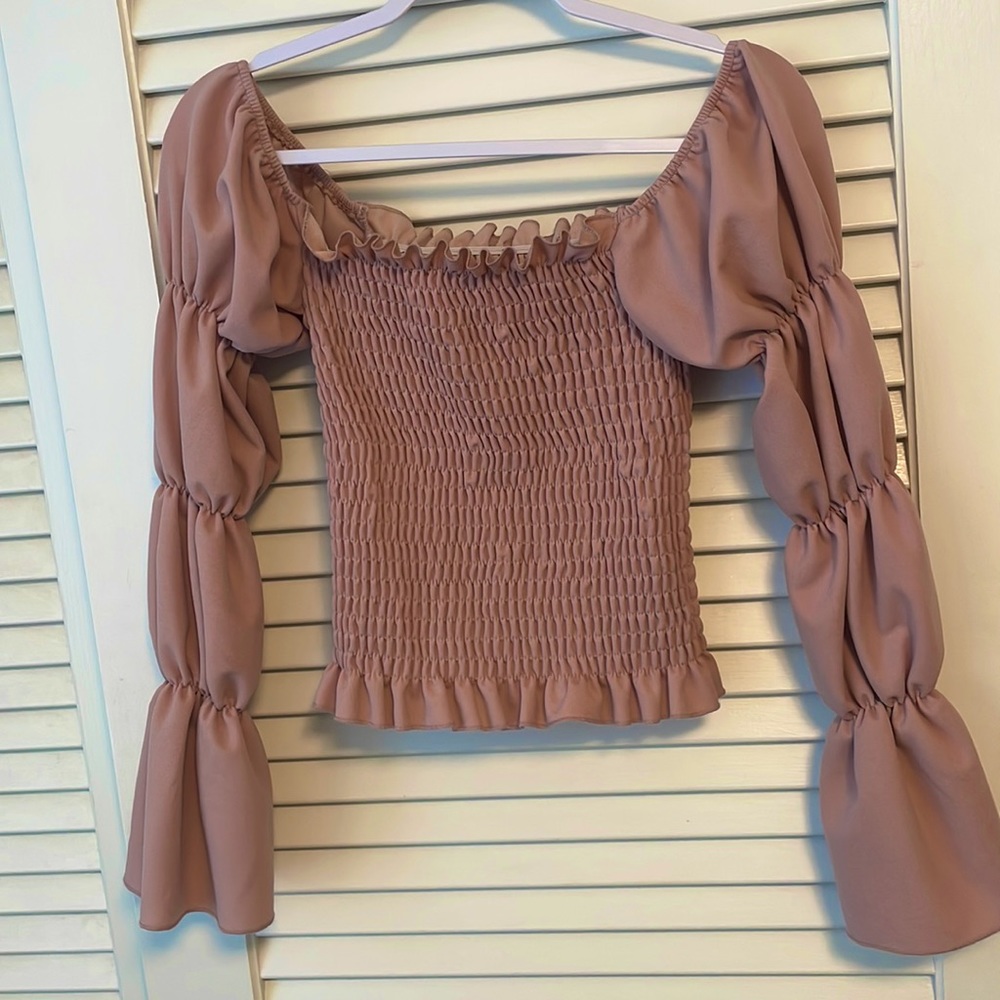 Women’s Bubble Sleeve Blouse With Elastic Bodice